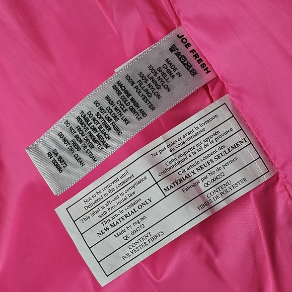 Joe Fresh Kids Neon Pink Puffer Jacket Size S/M 6 - Picture 7 of 11